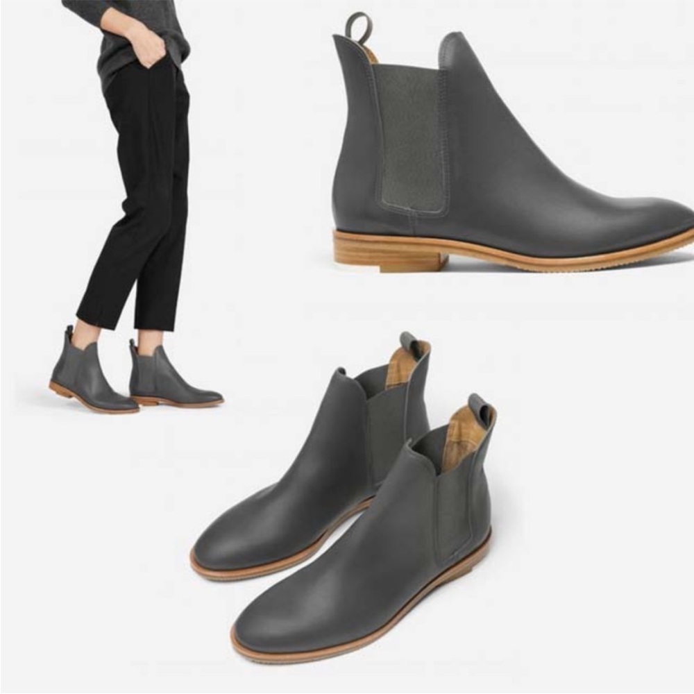 Everlane Gray Leather Chelsea Boots 7.5